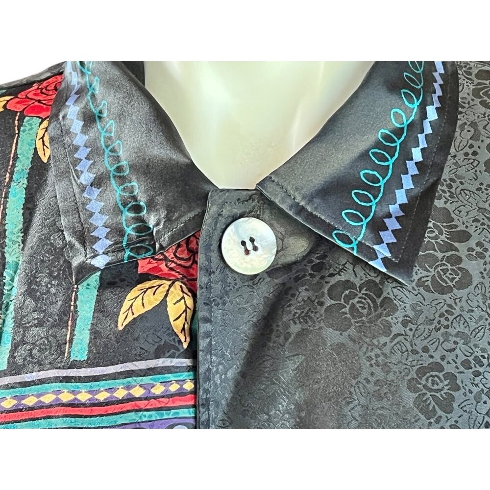 Chicos Design Womens Size 1X Black Multi-Colored Silk Jacquard Jacket Blazer EUC - Picture 7 of 8